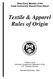 What Every Member of the Trade Community Should Know About: Textile & Apparel Rules of Origin