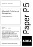 Paper P5. Advanced Performance Management. Thursday 8 December Professional Level Options Module