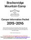 Breckenridge Mountain Camp. Camper Information Packet