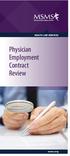 HEALTH LAW SERVICES. Physician Employment Contract Review. msms.org