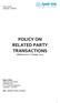 POLICY ON RELATED PARTY TRANSACTIONS