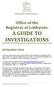Office of the Registrar of Lobbyists: A GUIDE TO INVESTIGATIONS