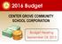 2016 Budget CENTER GROVE COMMUNITY SCHOOL CORPORATION. Budget Hearing September 24, 2015