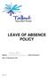 LEAVE OF ABSENCE POLICY