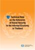 Technical Note on the Extension of Social Security to the Informal Economy in Thailand