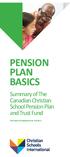 PENSION PLAN BASICS. Summary of The Canadian Christian School Pension Plan and Trust Fund. FSCO and CRA Registration No