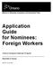Application Guide for Nominees: Foreign Workers