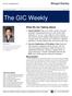 The GIC Weekly. What We Are Talking About