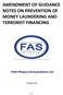 AMENDMENT OF GUIDANCE NOTES ON PREVENTION OF MONEY LAUNDERING AND TERRORIST FINANCING