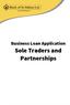 Business Loan Application. Sole Traders and Partnerships