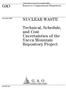 GAO NUCLEAR WASTE. Technical, Schedule, and Cost Uncertainties of the Yucca Mountain Repository Project. Report to Congressional Requesters