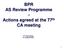 BPR AS Review Programme - Actions agreed at the 77 th CA meeting. 77 th CA meeting March 2018