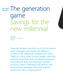 The generation game Savings for the new millennial