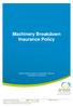 Machinery Breakdown Insurance Policy