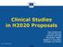 Clinical Studies in H2020 Proposals