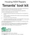 Housing NSW Repairs. Tenants tool kit
