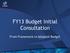 FY13 Budget Initial Consultation. From Framework to Adopted Budget