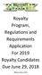 Royalty Program, Regulations and Requirements Application For 2019 Royalty Candidates Due June 29, 2018