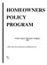 HOMEOWNERS POLICY PROGRAM
