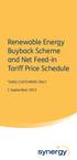 Renewable Energy Buyback Scheme and Net Feed-in Tariff Price Schedule