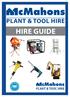 PLANT & TOOL HIRE HIRE GUIDE PLANT & TOOL HIRE