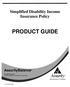 PRODUCT GUIDE. Simplified Disability Income Insurance Policy. AssurityBalance. For Agent use only. Product availability and features vary by state.