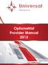Optometrist Provider Manual 2013