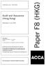 Paper F8 (HKG) Audit and Assurance (Hong Kong) Wednesday 3 June Fundamentals Level Skills Module