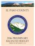 2015 Original Adopted Budget. El Paso County Preliminary Balanced BUDGET