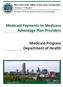 Medicaid Payments to Medicare Advantage Plan Providers. Medicaid Program Department of Health