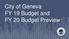 City of Geneva FY 19 Budget and FY 20 Budget Preview