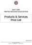 Products & Services Price List