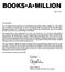 BOOKS A MILLION. April 22, Dear Stockholder: