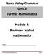 Yarra Valley Grammar Unit 3 Further Mathematics. Module 4: Business related mathematics