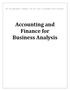 Accounting and Finance for Business Analysis