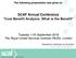 SCAF Annual Conference Cost Benefit Analysis: What is the Benefit