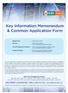 Key Information Memorandum & Common Application Form