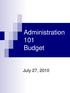 Administration 101 Budget