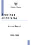 Ontario. Ministry of Finance. Province of Ontario. Annual Report