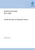 POSITION PAPER NO On the Review of Financial Advice