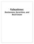 Valuations: Businesses, Securities, and Real Estate