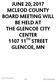 JUNE 20, 2017 MCLEOD COUNTY BOARD MEETING WILL BE HELD AT THE GLENCOE CITY CENTER TH STREET GLENCOE, MN
