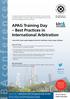 APAG Training Day Best Practices in International Arbitration
