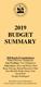 2019 BUDGET SUMMARY 2018 Board of Commissioners