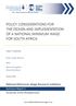 POLICY CONSIDERATIONS FOR THE DESIGN AND IMPLEMENTATION OF A NATIONAL MINIMUM WAGE FOR SOUTH AFRICA