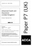 Paper P7 (UK) Advanced Audit and Assurance (United Kingdom) Monday 2 December Professional Level Options Module