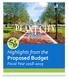 Highlights from the Proposed Budget Fiscal Year