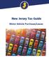 New Jersey Tax Guide. Motor Vehicle Purchases/Leases