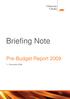 Briefing Note. Pre-Budget Report 2009