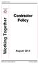 Contractor Policy. Contractor. Policy. Working Together. August Borders College 29/8/ Working Together
